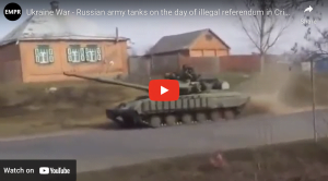 Russian tanks in Ukraine in the day of Crimean illegal referendum