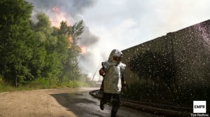 Oil depot fire in Kyiv suburbs: Photo report