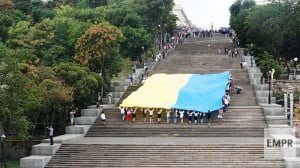 Odessa traditionally unfolds huge Ukrainian flag