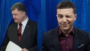 Comedian Zelenskyi and the actual President of Ukraine Petro Poroshenko top the election race