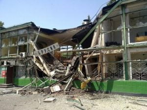 Ukrainian evacuation train was hit by debris during a Russian shelling