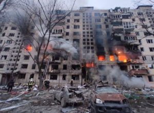 Russian shell struck residential building in Kyiv