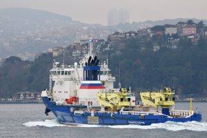 Russian ship is on fire in the Black Sea. It is being towed to Crimea