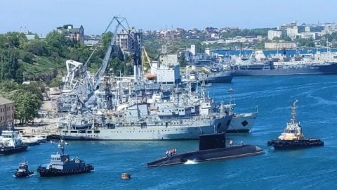 In Sevastopol, three large landing crafts of the Russian Federation are put on repair at once