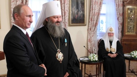 The russian church falling in Ukraine