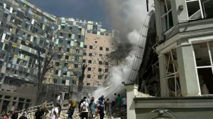 One of the buildings of the Kyiv’s Children Central Hospital Okhmatdyt is beyond repair