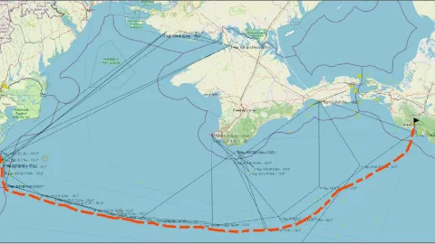 A German tanker with the Siberian name ALTAI is trying to export oil from Novorossiysk under the cover of electronic warfare