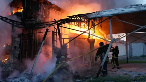 Russia launched missile and Shahed drone attacks on Kharkiv overnight, causing large fires to break out