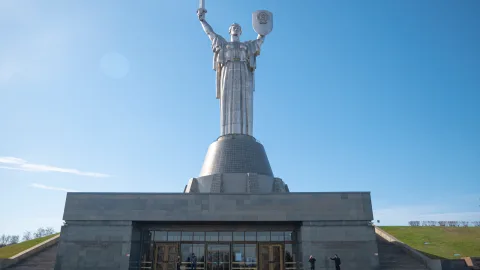 In Kyiv, the base of the Motherland Monument was damaged by a blast wave following a missile strike