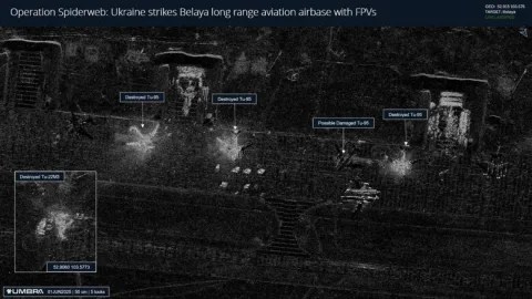At least four Russian aircraft have been damaged at the "Belaya" airbase. SATELLITE IMAGE